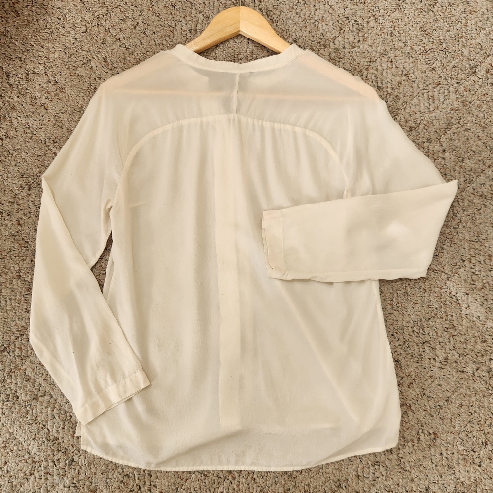 MASSIMO DUTTI Women's Blouse Small Cream 100% Mulberry Silk Quiet Luxury Top - Picture 3 of 13